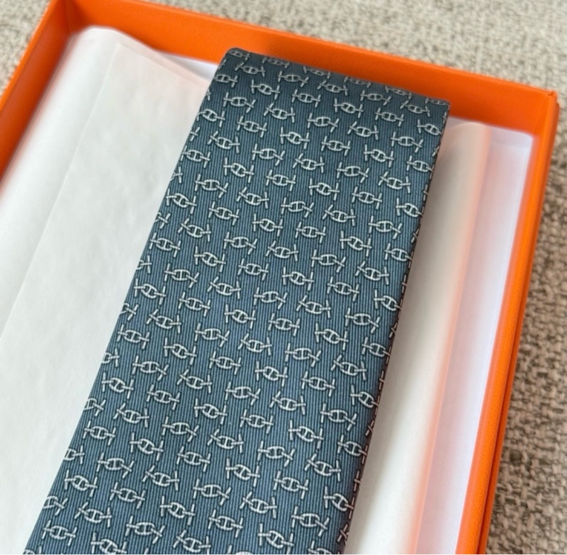 Hermes 男裝灰藍色領帶 領帶-2