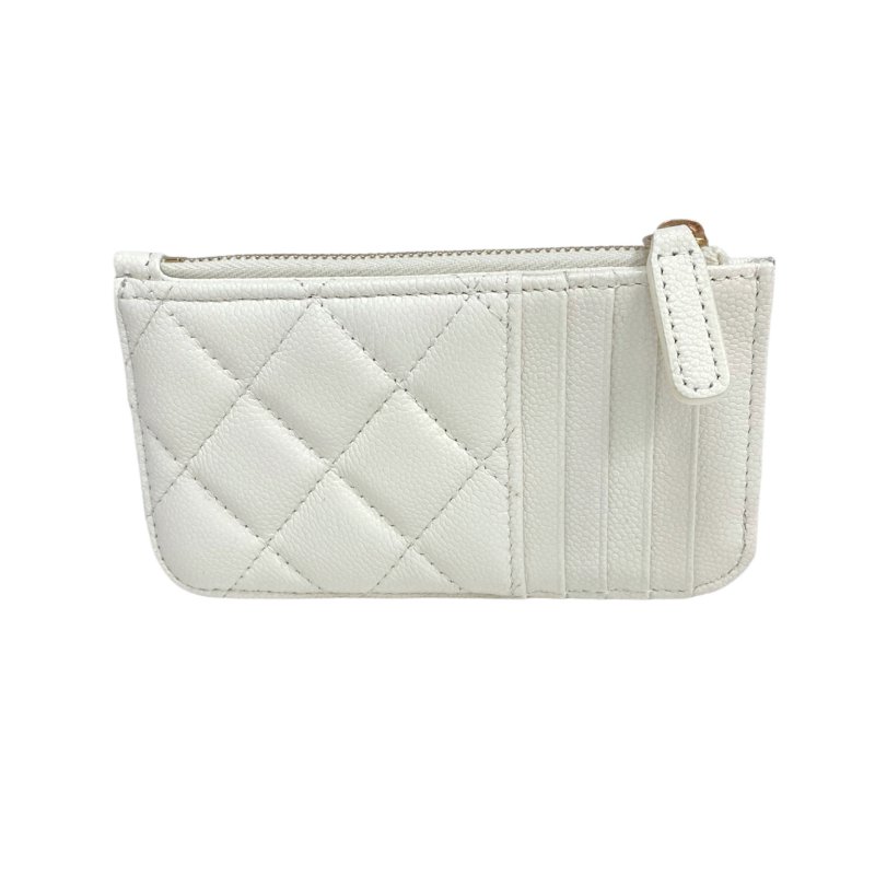☆ Chanel 香奈兒 White Caviar Skin Card Holder 白色粒紋小牛皮卡包 - 257026157-2