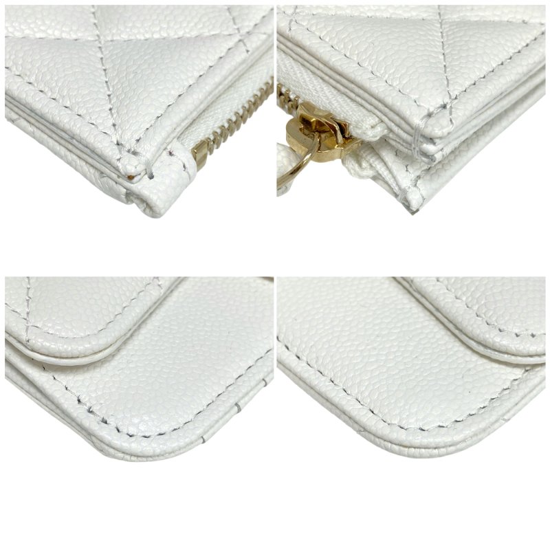 ☆ Chanel 香奈兒 White Caviar Skin Card Holder 白色粒紋小牛皮卡包 - 257026157-3
