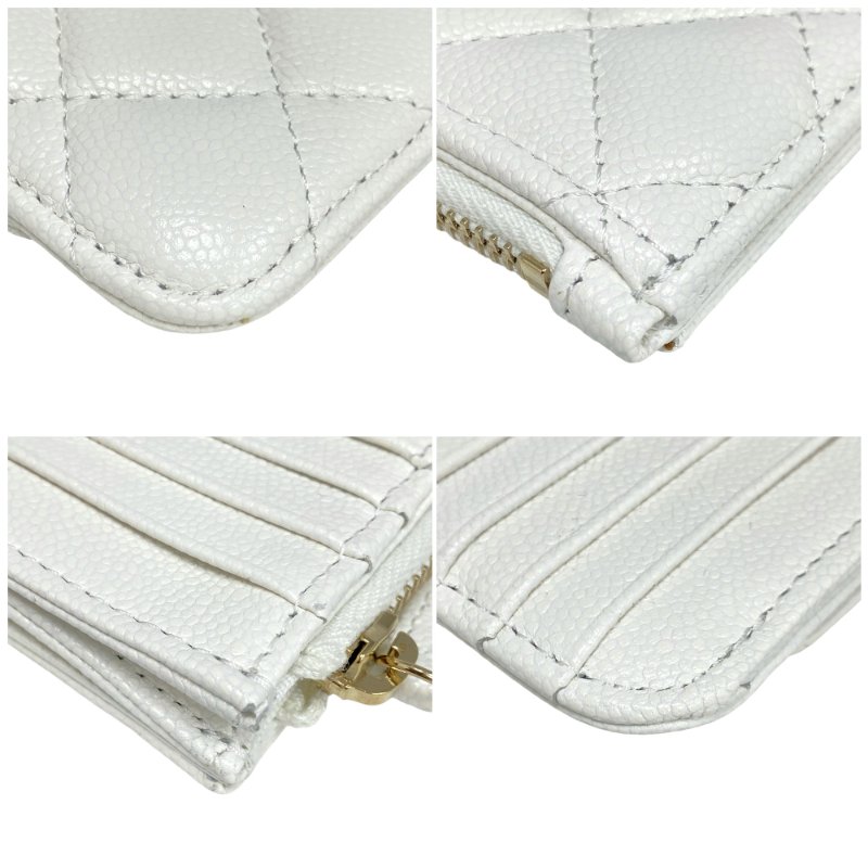 ☆ Chanel 香奈兒 White Caviar Skin Card Holder 白色粒紋小牛皮卡包 - 257026157-4