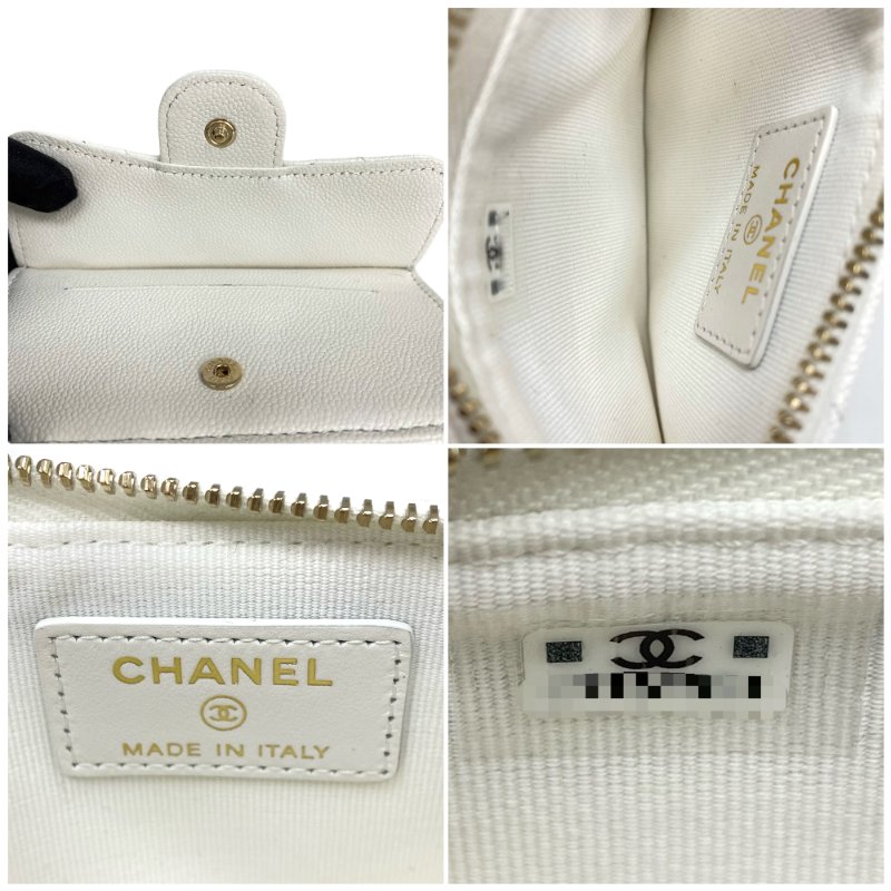 ☆ Chanel 香奈兒 White Caviar Skin Card Holder 白色粒紋小牛皮卡包 - 257026157-5