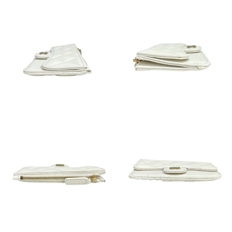 ☆ Chanel 香奈兒 White Caviar Skin Card Holder 白色粒紋小牛皮卡包 - 257026157-6