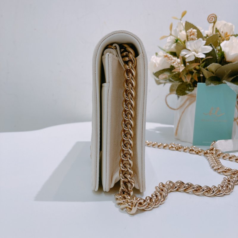 TW4706	Chanel香奈兒 牛皮 鏈條銀包Boy Wallet On Chain Caviar White x GHW-5