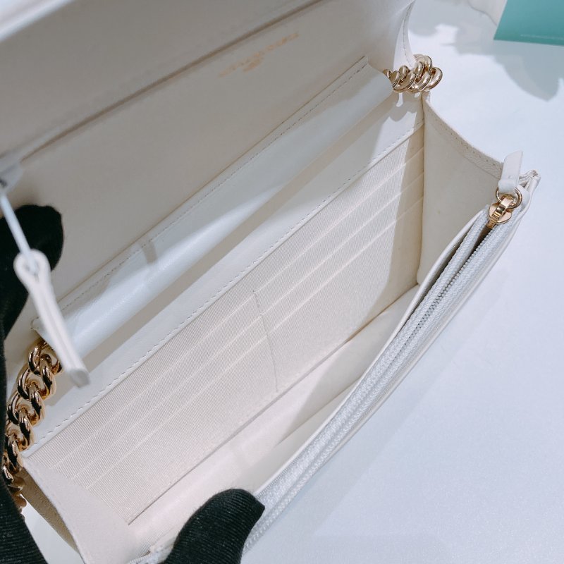 TW4706	Chanel香奈兒 牛皮 鏈條銀包Boy Wallet On Chain Caviar White x GHW-13