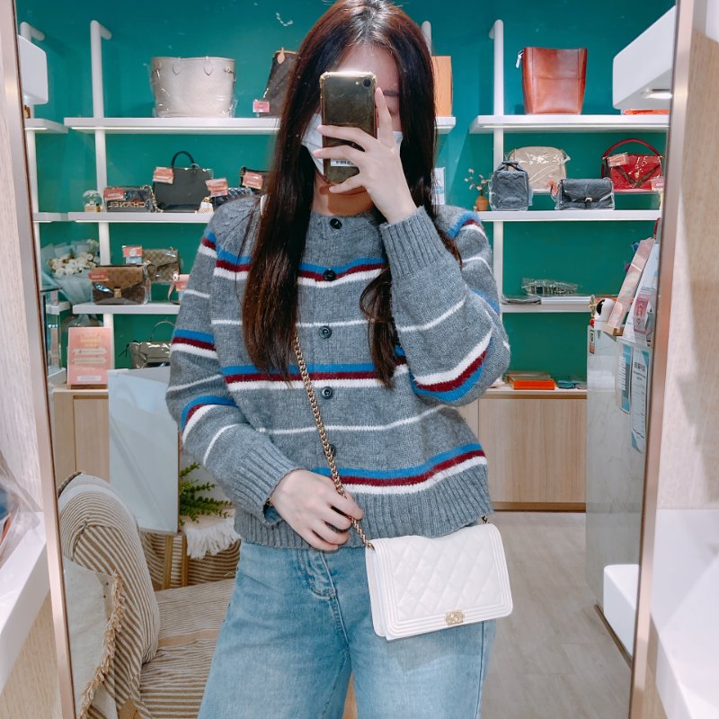 TW4706	Chanel香奈兒 牛皮 鏈條銀包Boy Wallet On Chain Caviar White x GHW-16