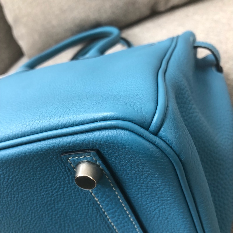 98新Hermes愛馬仕Birkin30牛仔藍Togo銀扣I刻-6