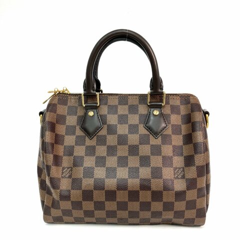 △ Louis Vuitton 路易威登 Brown Coated Canvas Damier Speedy Bandouliere 25 2 Way Bag N41368 啡色塗層帆布經典格紋兩用袋 - 257026255