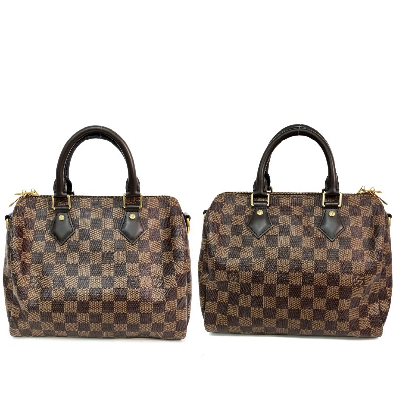 △ Louis Vuitton 路易威登 Brown Coated Canvas Damier Speedy Bandouliere 25 2 Way Bag N41368 啡色塗層帆布經典格紋兩用袋 - 257026255-3