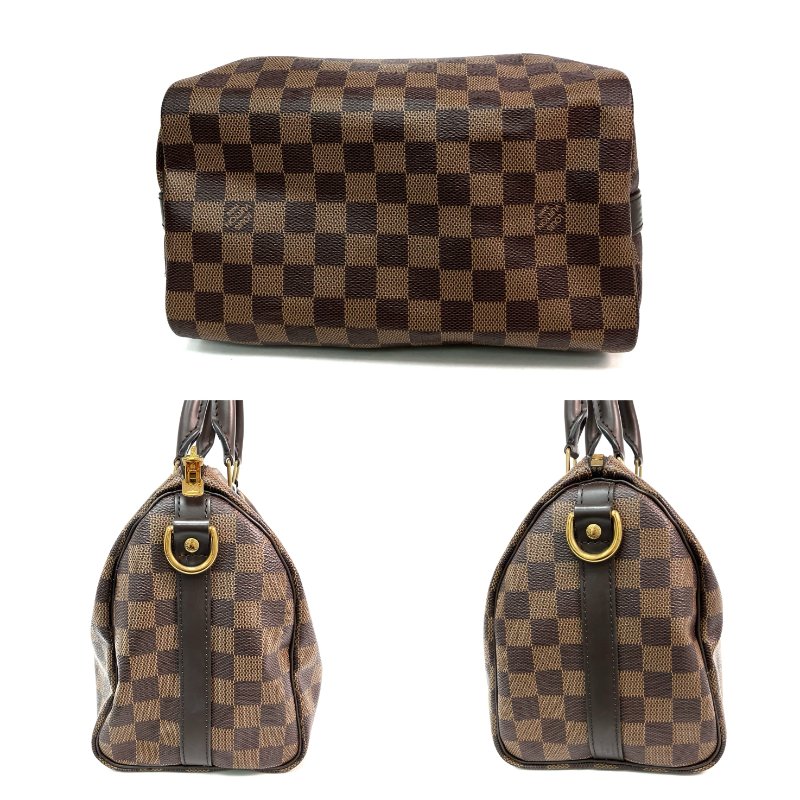 △ Louis Vuitton 路易威登 Brown Coated Canvas Damier Speedy Bandouliere 25 2 Way Bag N41368 啡色塗層帆布經典格紋兩用袋 - 257026255-4