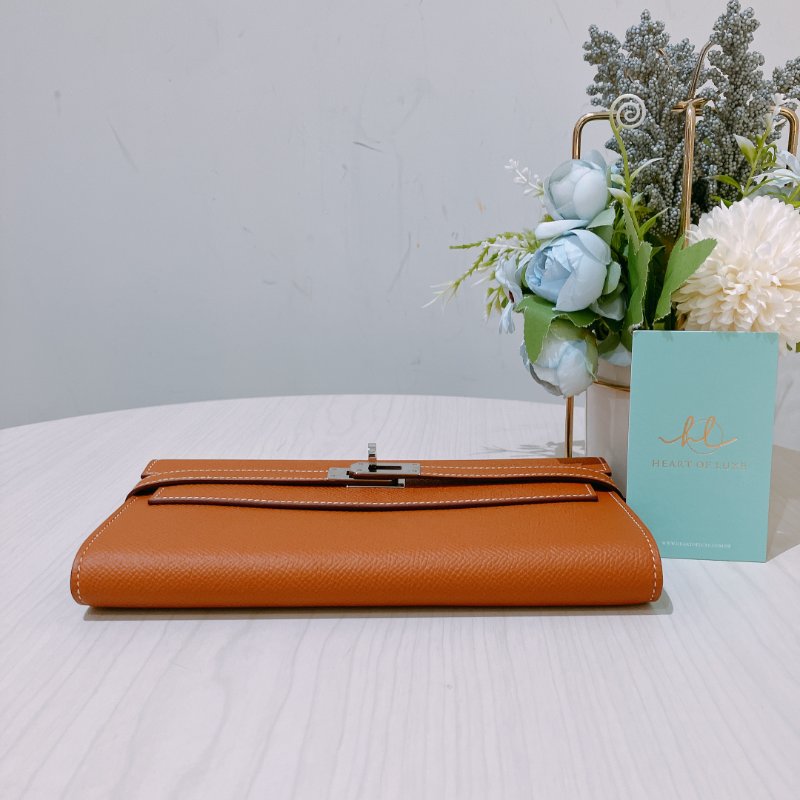 TK1945	愛馬仕 Hermes Kelly Long Wallet Epsom Gold x PHW-2
