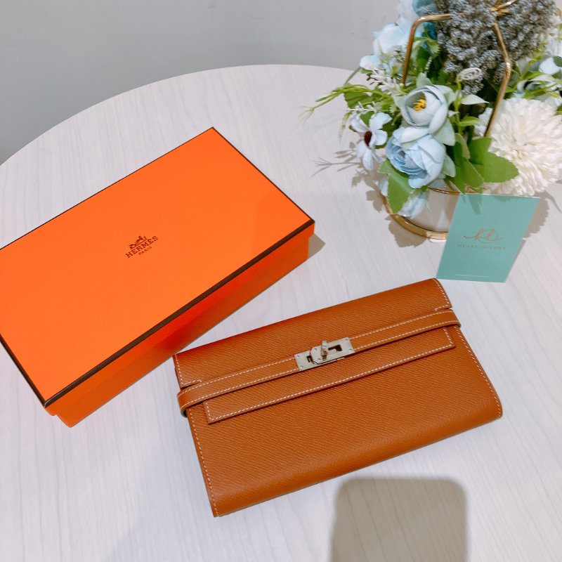 TK1945	愛馬仕 Hermes Kelly Long Wallet Epsom Gold x PHW-15