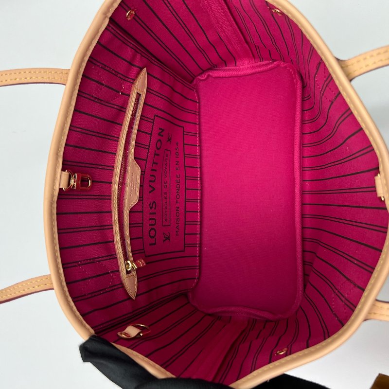 全新品 路易威登/Louis Vuitton 老花Neverfull小號 粉紅色內裡 芯片款-8