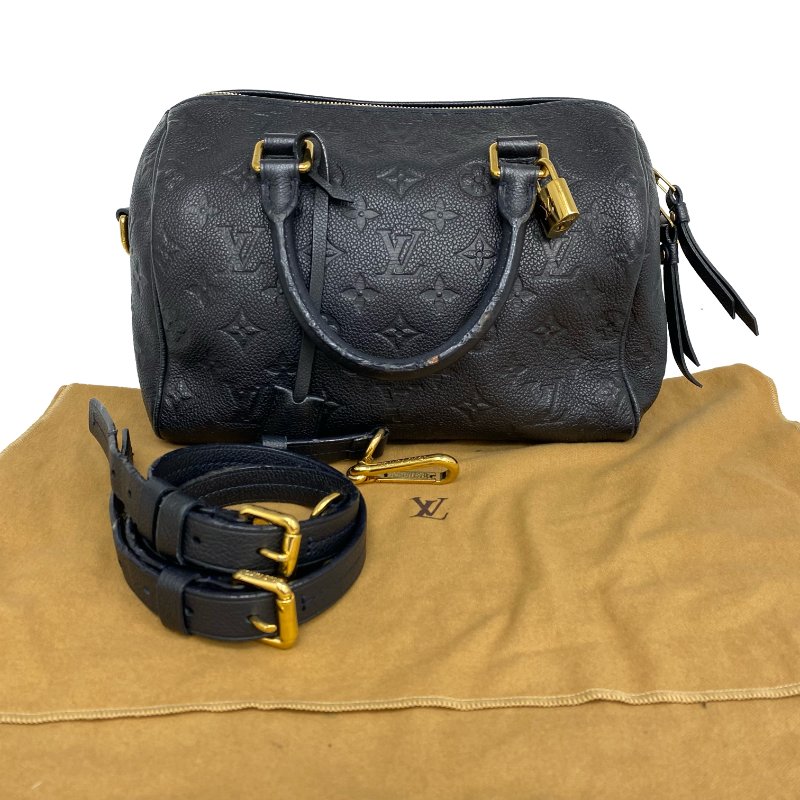 △ Louis Vuitton 路易威登 Navy Calfskin Empreinte Monogram Speedy Bandouliere 30 2 Way Bag M43501 深藍色壓紋小牛皮經典老花兩用袋 - 257026508-0