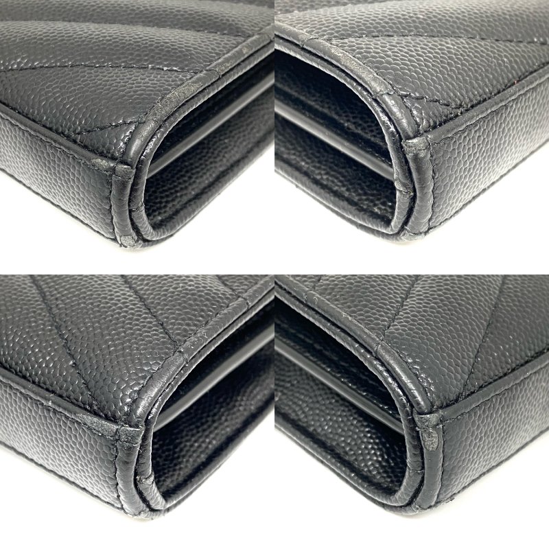 △ Saint Laurent 聖羅蘭 So Black Caviar Skin Loulou Chain Wallet On Chain 黑色粒紋小牛皮鎖鏈銀包 - 257027375-4