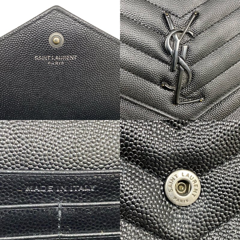△ Saint Laurent 聖羅蘭 So Black Caviar Skin Loulou Chain Wallet On Chain 黑色粒紋小牛皮鎖鏈銀包 - 257027375-5