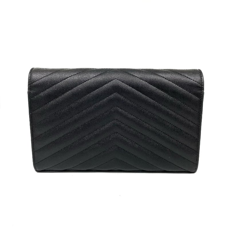 △ Saint Laurent 聖羅蘭 So Black Caviar Skin Loulou Chain Wallet On Chain 黑色粒紋小牛皮鎖鏈銀包 - 257027375-10