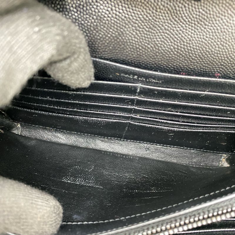 △ Saint Laurent 聖羅蘭 So Black Caviar Skin Loulou Chain Wallet On Chain 黑色粒紋小牛皮鎖鏈銀包 - 257027375-24