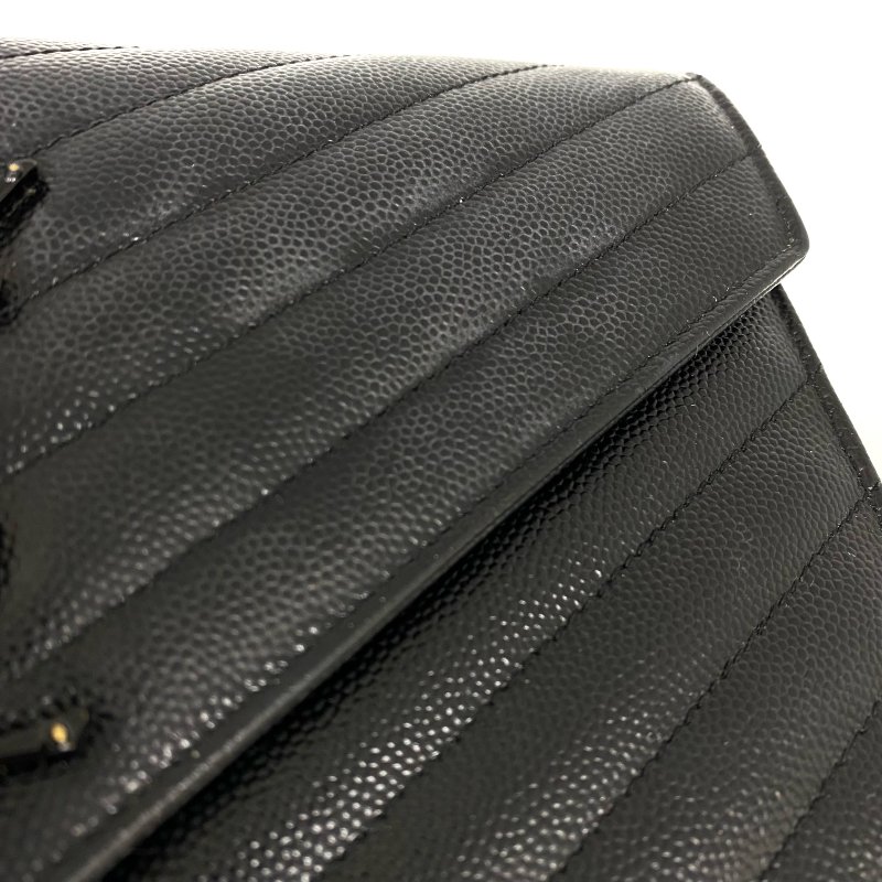 △ Saint Laurent 聖羅蘭 So Black Caviar Skin Loulou Chain Wallet On Chain 黑色粒紋小牛皮鎖鏈銀包 - 257027375-30