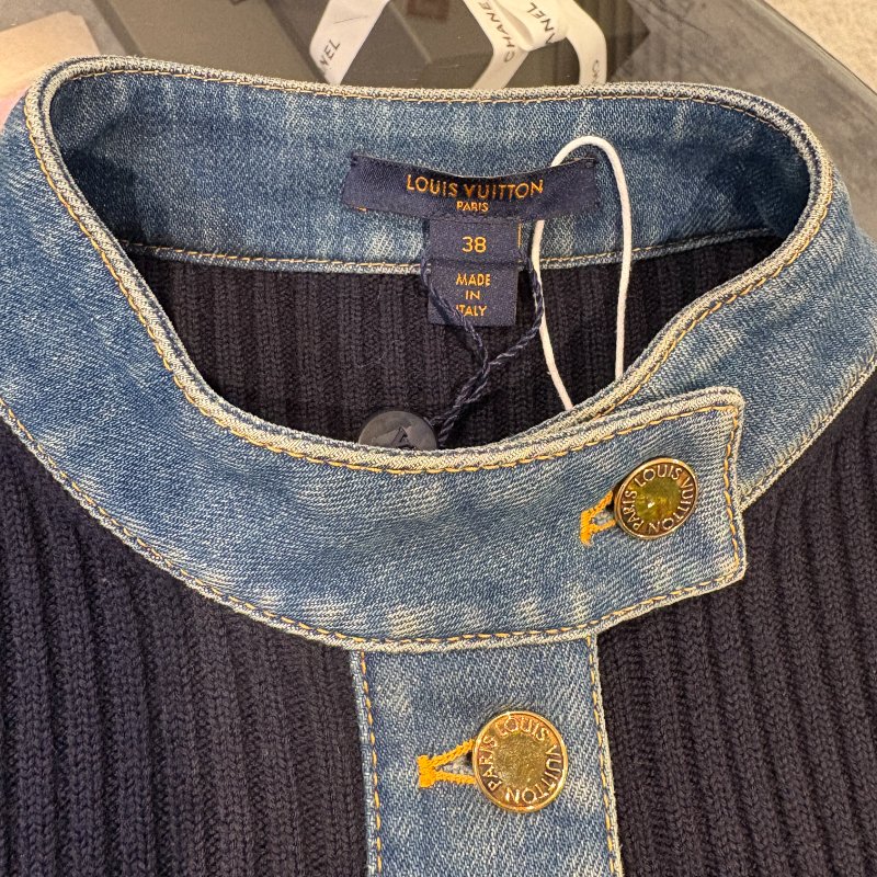 OUIS VUITTON LV 針織拼接丹寧連身裙 38號 全新未穿 修身顯瘦款-11