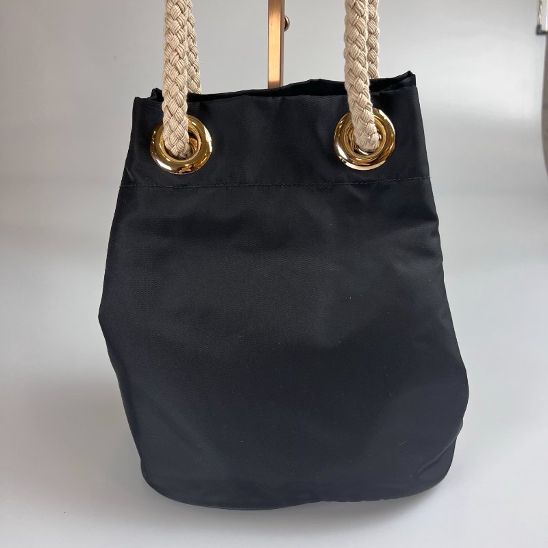 PRADA 1BE082 黑尼龍麻繩水桶包-1