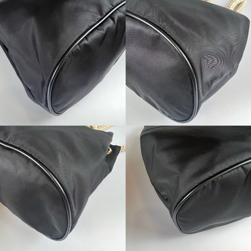 PRADA 1BE082 黑尼龍麻繩水桶包-7