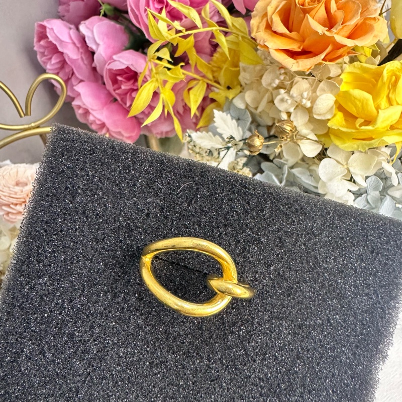 Hermes 中古金色扭結絲巾環絲巾扣-0