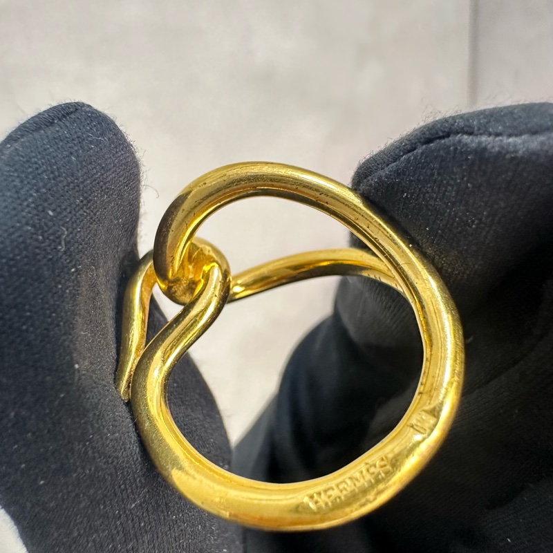 Hermes 中古金色扭結絲巾環絲巾扣-7
