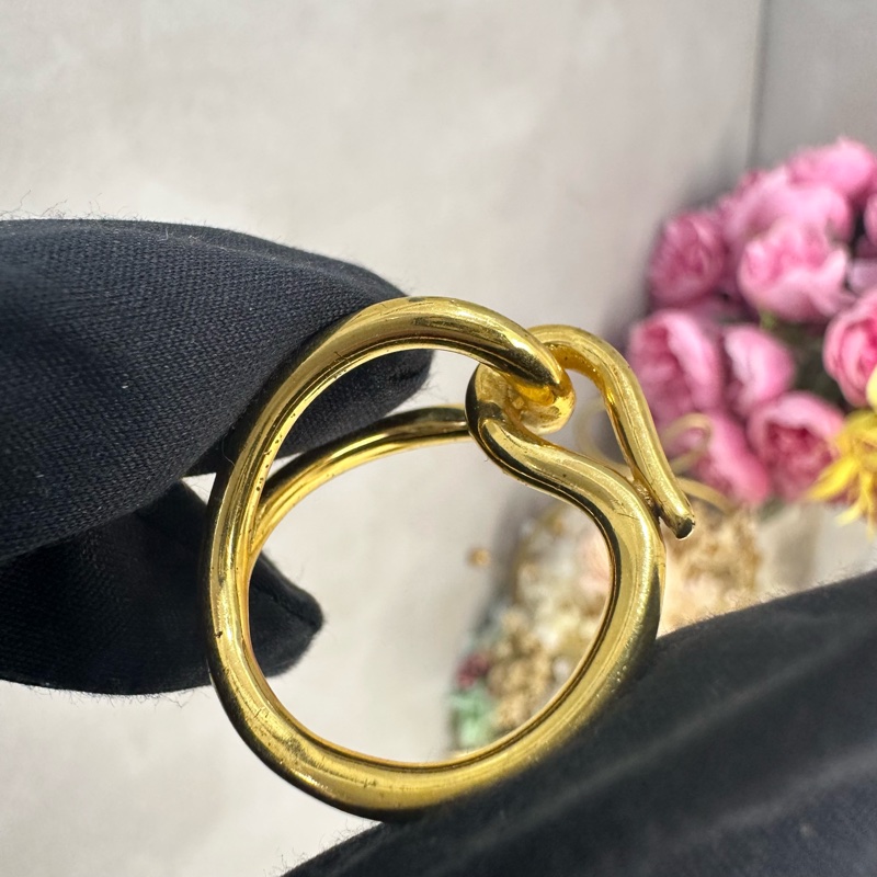 Hermes 中古金色扭結絲巾環絲巾扣-8