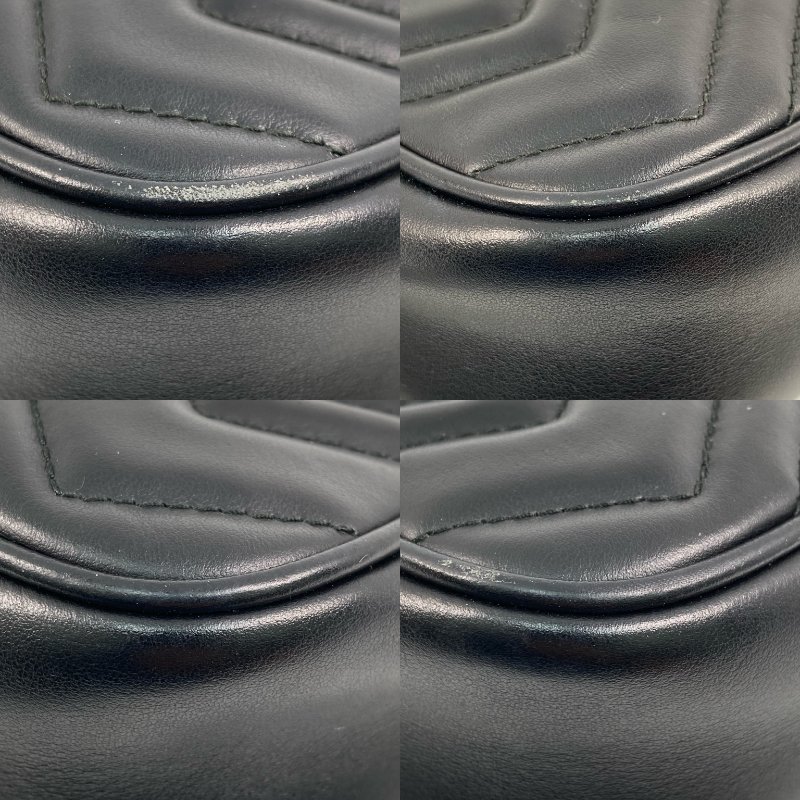 ☆ Gucci 古馳 Black Calfskin GG Marmont Chain Shoulder Bag 448065 黑色小牛皮GG鏈條肩背袋 - 257027785-3