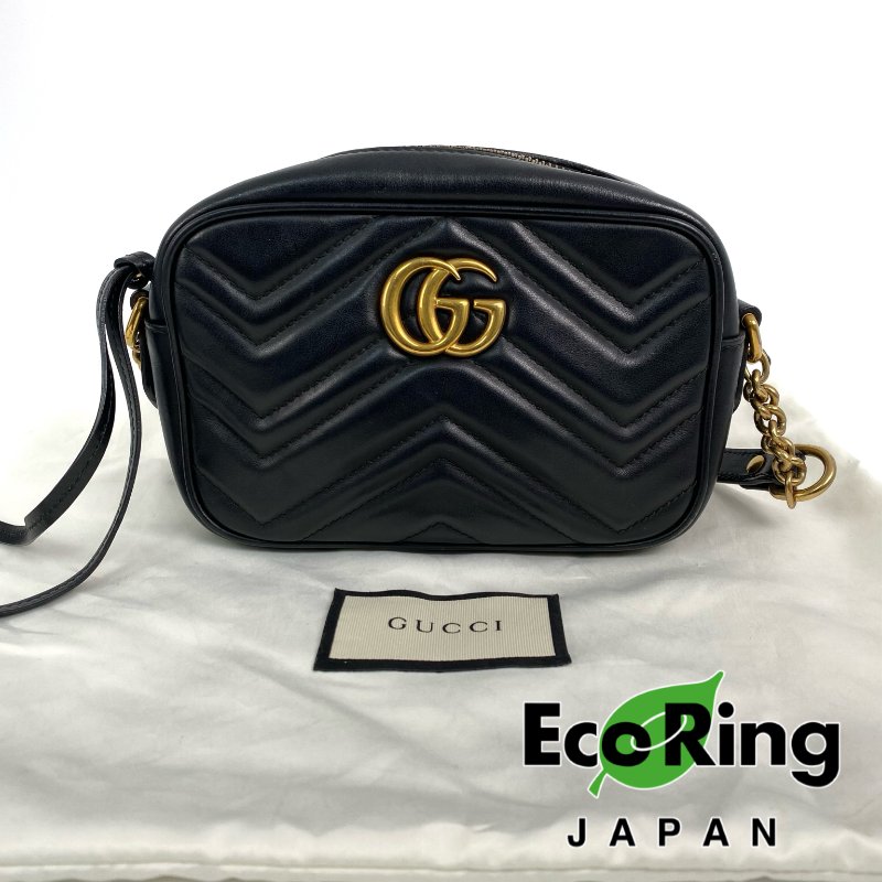 ☆ Gucci 古馳 Black Calfskin GG Marmont Chain Shoulder Bag 448065 黑色小牛皮GG鏈條肩背袋 - 257027785-6