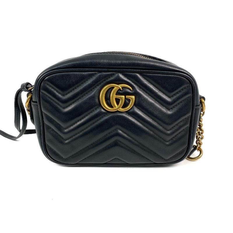 ☆ Gucci 古馳 Black Calfskin GG Marmont Chain Shoulder Bag 448065 黑色小牛皮GG鏈條肩背袋 - 257027785-7
