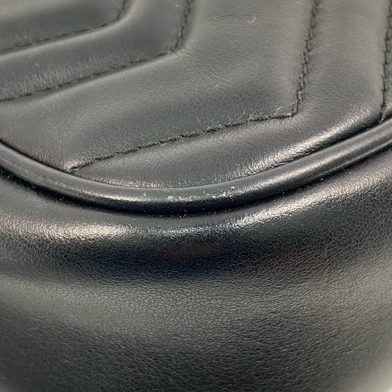 ☆ Gucci 古馳 Black Calfskin GG Marmont Chain Shoulder Bag 448065 黑色小牛皮GG鏈條肩背袋 - 257027785-10