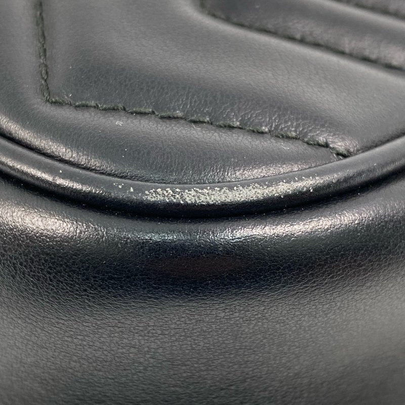☆ Gucci 古馳 Black Calfskin GG Marmont Chain Shoulder Bag 448065 黑色小牛皮GG鏈條肩背袋 - 257027785-11