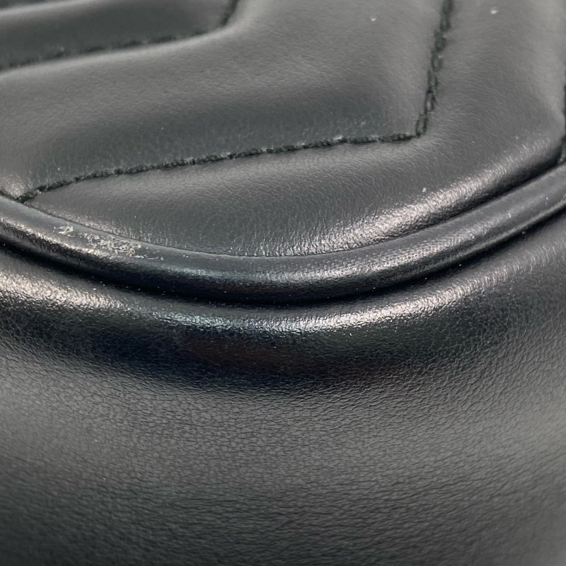 ☆ Gucci 古馳 Black Calfskin GG Marmont Chain Shoulder Bag 448065 黑色小牛皮GG鏈條肩背袋 - 257027785-12