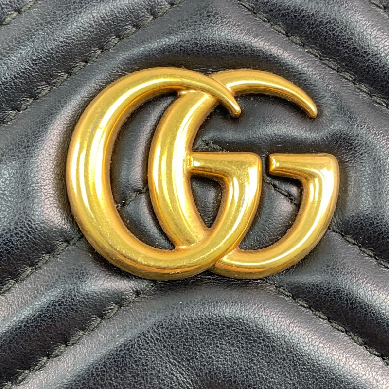 ☆ Gucci 古馳 Black Calfskin GG Marmont Chain Shoulder Bag 448065 黑色小牛皮GG鏈條肩背袋 - 257027785-14