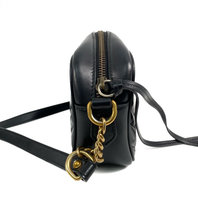 ☆ Gucci 古馳 Black Calfskin GG Marmont Chain Shoulder Bag 448065 黑色小牛皮GG鏈條肩背袋 - 257027785-16