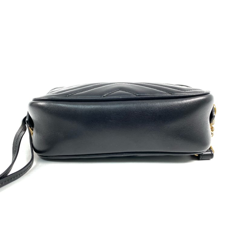 ☆ Gucci 古馳 Black Calfskin GG Marmont Chain Shoulder Bag 448065 黑色小牛皮GG鏈條肩背袋 - 257027785-17