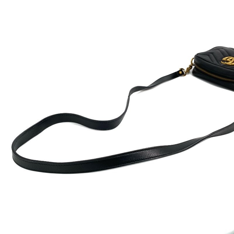 ☆ Gucci 古馳 Black Calfskin GG Marmont Chain Shoulder Bag 448065 黑色小牛皮GG鏈條肩背袋 - 257027785-19
