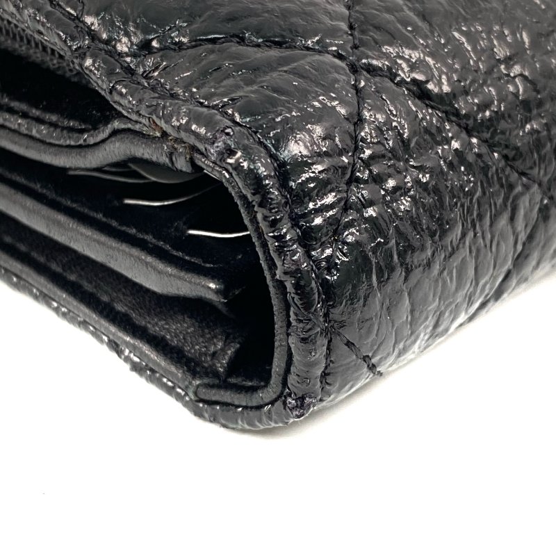 ☆ Chanel 香奈兒 Black Crinkled Leather Long Wallet No.17 黑色鄒紋皮革長銀包 - 257027857-1