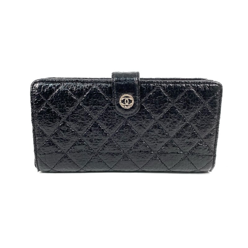 ☆ Chanel 香奈兒 Black Crinkled Leather Long Wallet No.17 黑色鄒紋皮革長銀包 - 257027857-2