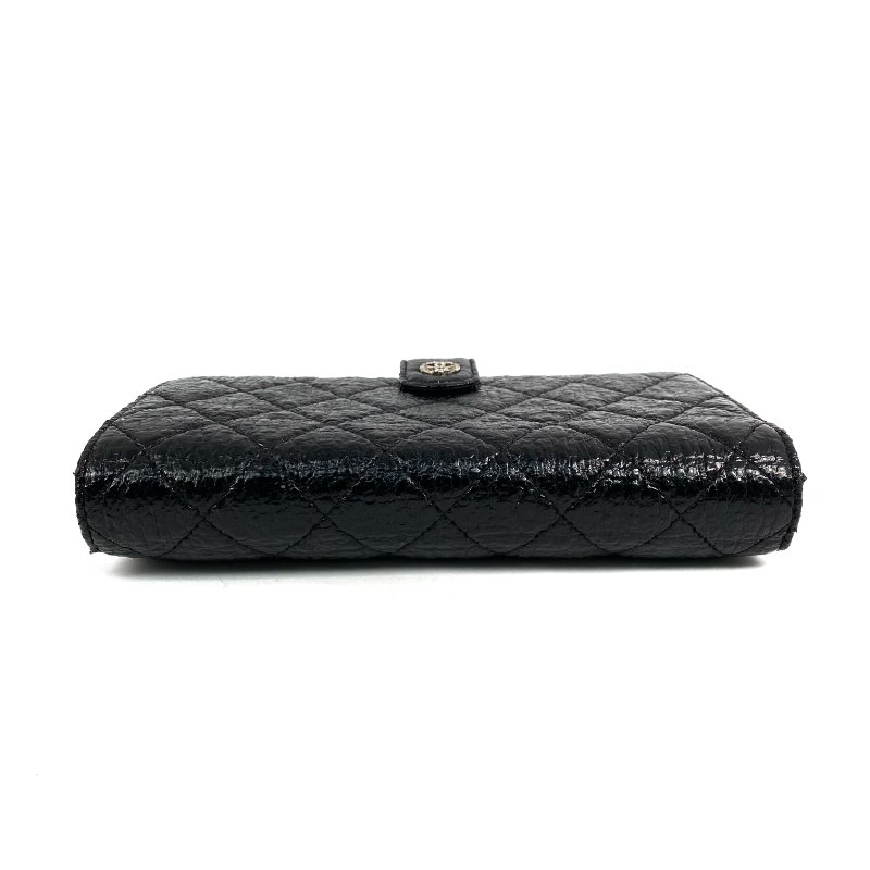 ☆ Chanel 香奈兒 Black Crinkled Leather Long Wallet No.17 黑色鄒紋皮革長銀包 - 257027857-5