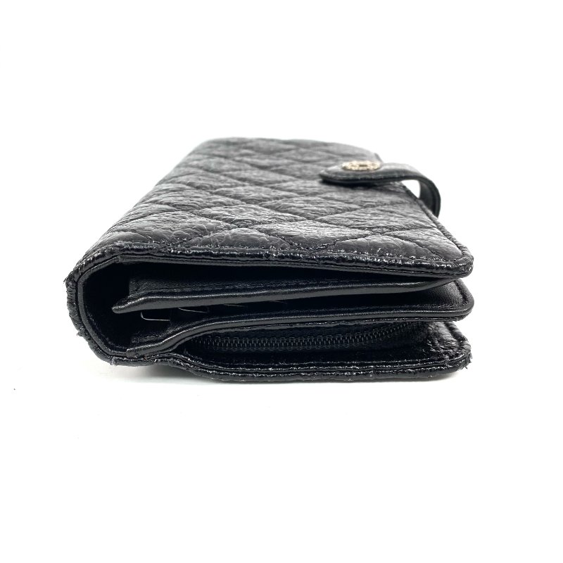 ☆ Chanel 香奈兒 Black Crinkled Leather Long Wallet No.17 黑色鄒紋皮革長銀包 - 257027857-6