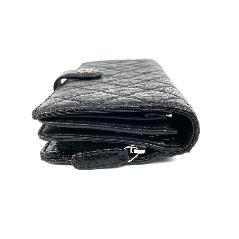 ☆ Chanel 香奈兒 Black Crinkled Leather Long Wallet No.17 黑色鄒紋皮革長銀包 - 257027857-7