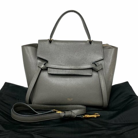 ☆ Celine 思琳 Gray Calfskin Micro Belt 2 Way Bag 灰色小牛皮兩用袋 - 257027905
