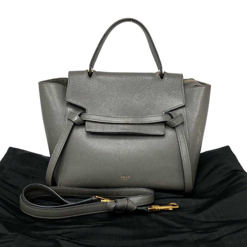 ☆ Celine 思琳 Gray Calfskin Micro Belt 2 Way Bag 灰色小牛皮兩用袋 - 257027905-0