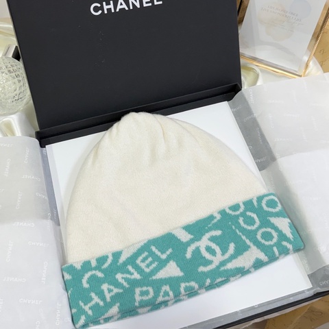CHANEL 香奈兒 24c淺綠色薄款毛帽 冷帽