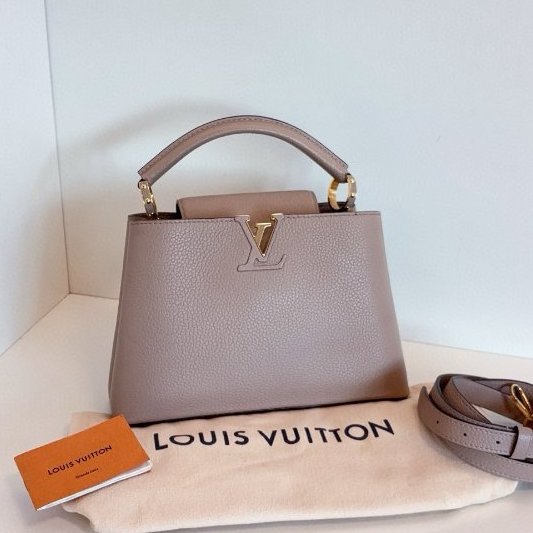 路易威登/Louis Vuitton Capucines BB 大象灰金扣小號 手提包-6