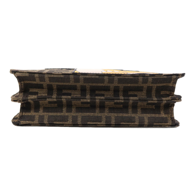 FENDI Jacquard/帆布Peekaboo I See UX-Cross銀扣手挽肩背兩用袋-3