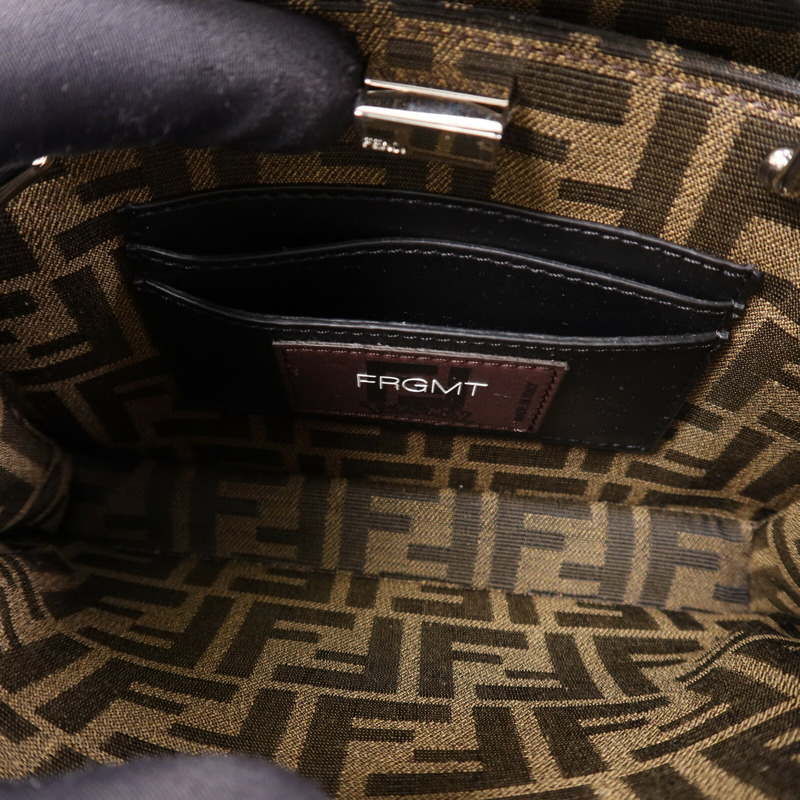 FENDI Jacquard/帆布Peekaboo I See UX-Cross銀扣手挽肩背兩用袋-4