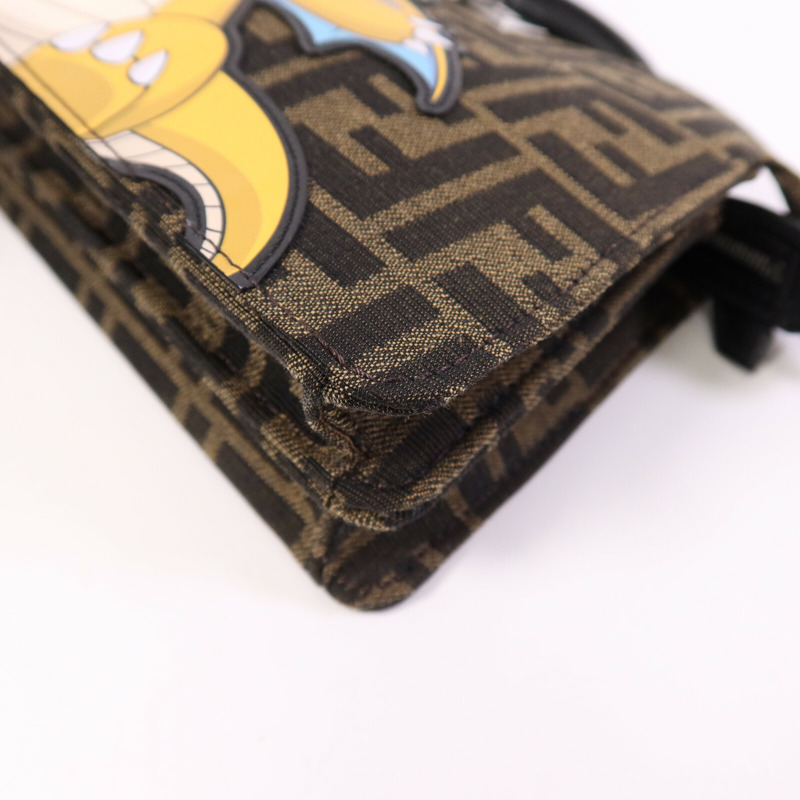FENDI Jacquard/帆布Peekaboo I See UX-Cross銀扣手挽肩背兩用袋-11
